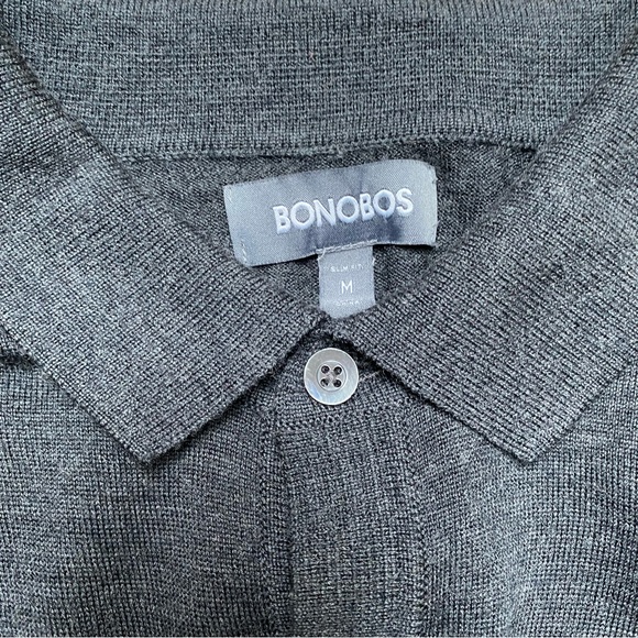 Bonobos Merino Wool Silk Grey Collared Pullover Slim Fit Sweater men’s Medium - Picture 11 of 14